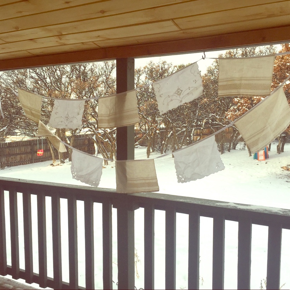 2 Matching Vintage Doily Buntings, Hand Made